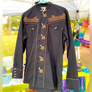 Vintage embroidered Ranger cowboy shirt with carved bone buttons